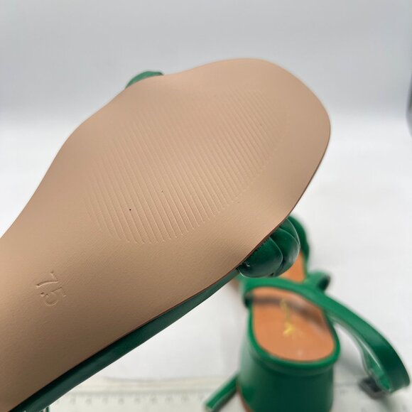 XYD Green Square Open Toe Sandals Chunky Short Low Heels Ankle Strap Shoes - Picture 6 of 8